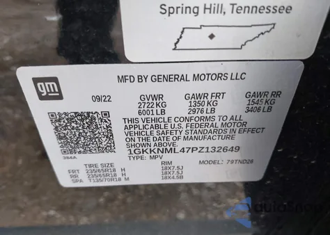 2023 GMC Acadia Fwd Slt z USA, uszkodzony, nr VIN 1GKKNML47PZ132649